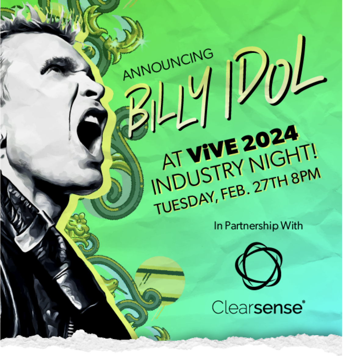 Billy Idol is playing ViVE 2024's Industry Night in partnership with Clearsense